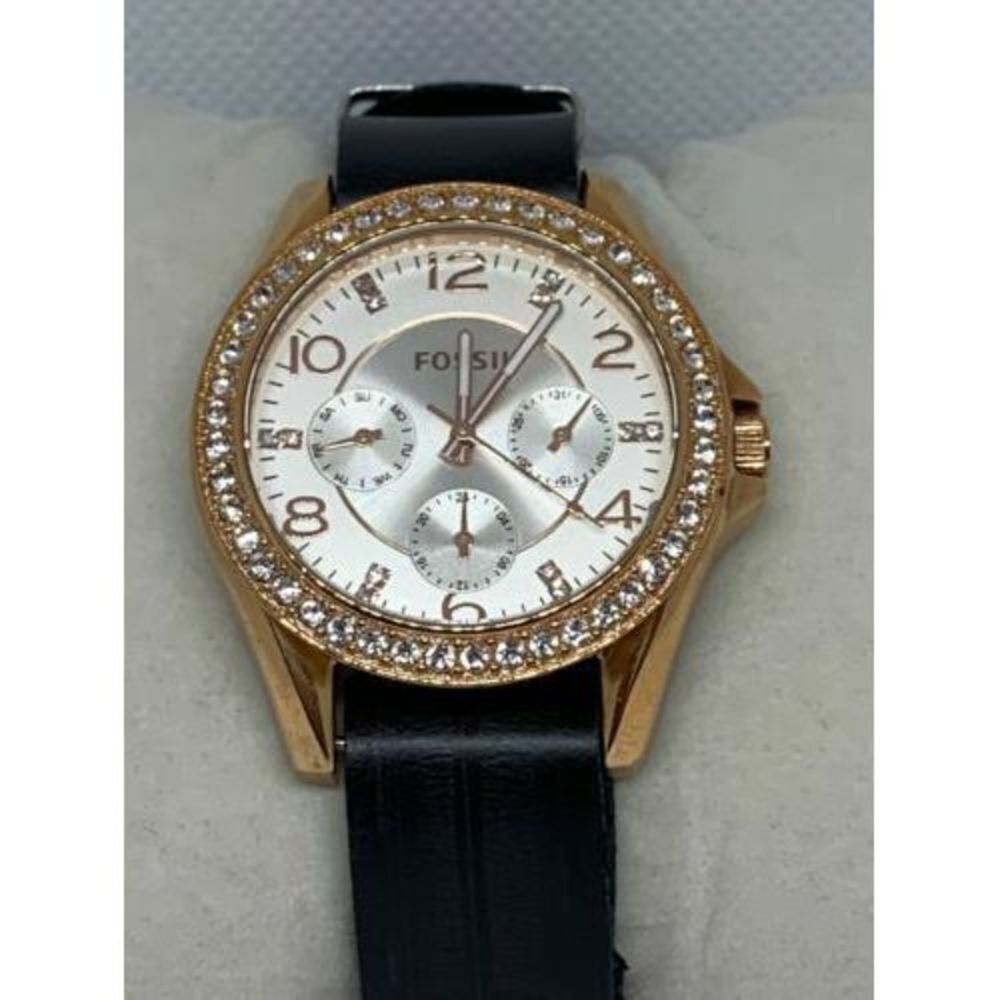 Fossil FS3466 Women's Watch Analog Black Leather Band Multifunction Quartz C442